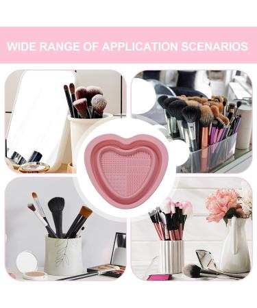 Geteawily Makeup Brush Cleaning Bowl Silicone Makeup Brush Cleaning Bowl | Heart Shape Silicone Cosmetic Brush Cleaner Cleaning Pad Pink - Buy Online on GoSupps.com