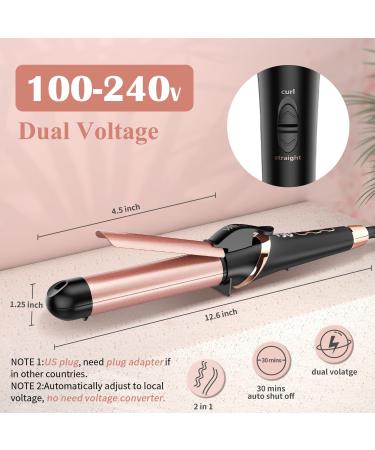 2 in 1 Hair Straightener & Curler - Dual Voltage Travel Flat Iron with 4 Adjustable Temps for All Hair Types - Buy Online on GoSupps.com