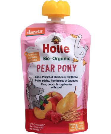 HOLLE Pouchy Pear Pony Pear peach and raspberry with spelt (12 x 100 g) - Buy Online on GoSupps.com