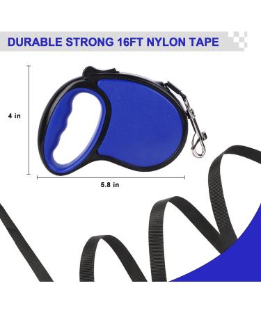 Beaface Retractable Dog Lead for Small Medium Dogs Up to 20KG Retractable Dog Leads 16ft/5M Extendable Dog Leads with Anti-Slip Handle Anti-Tangled Strong Nylon Tape (Blue) - Buy Online on GoSupps.com
