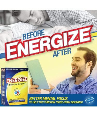 Energize Caffeine Pills - Fast Acting Energy Supplement for Focus & Clarity | All-Day Energy No Jitters 28 Time Released Tablets - Buy Online on GoSupps.com