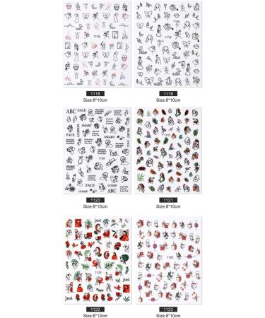 1 Sheet Fashion Decals Graffiti Pattern DIY Nail Art Decoration Slider Manicure Tool Geometric People Face Nail Sticker(1122) Style1122 - Buy Online on GoSupps.com