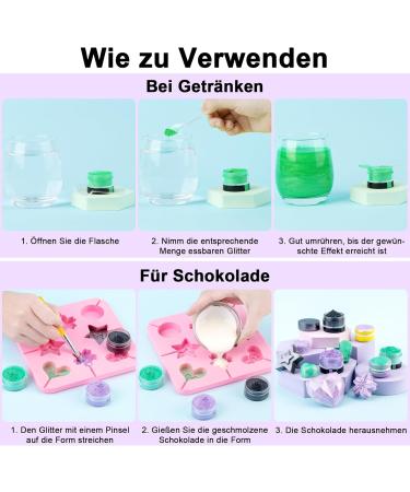 Edible Glitter for Drinks - 3 Colors Tasteless Food Color Powder for Cocktails Chocolate & Fondant - 4G - Buy Online on GoSupps.com