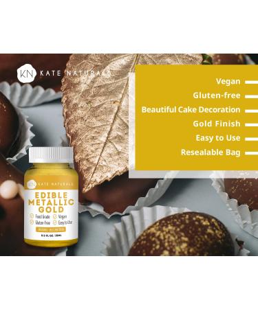 Kate Naturals Edible Metallic Gold Dust (.5oz/14g) for Cake Decorating - Vegan & Gluten-Free Chocolate Baking Formula for Edibles & Cookies - Buy Online on GoSupps.com