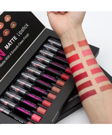 Allbesta 12 Colors Velvet Lipstick Matte Set - Waterproof Smooth Red Tint Batom Kit | 12 Pcs Makeup Collection - Buy Online on GoSupps.com