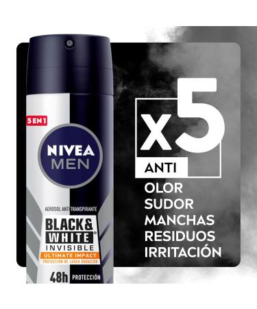 NIVEA MEN Desodorante Antimanchas Black & White Invisible 150ml - Protecci n Antitranspirante 48h Sin Olores Sin Manchas Sin Irritaci n - Env o Internacional - Buy Online on GoSupps.com