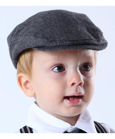 Mint Green Baby Boys Flat Cap | Gentleman Herringbone Tweed Newsboy Baker Boy Hat | Size 3-6 Months | Black - Buy Online on GoSupps.com