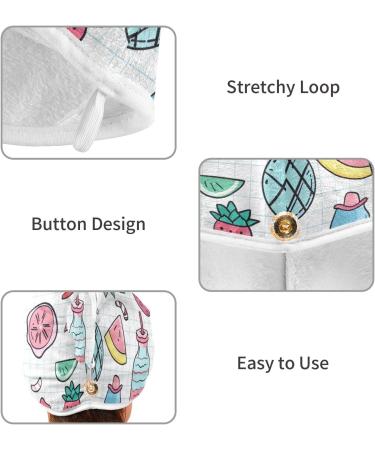Cartoon Fruits Drinks Hair Towel 2 Pack | Super Absorbent Quick Dry Hair Turbans for Women & Girls | Perfect Hair Drying Solution - Buy Online on GoSupps.com