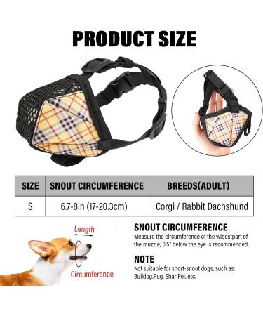 Dog Muzzle Small Dog Muzzle Adjustable Dog Muzzles for Small Dogs Breathable Mesh Cloth Dog Muzzle Small Breed Dog Training Muzzles for Scavenging Grooming Biting Chewing and Licking - Yellow - Buy Online on GoSupps.com
