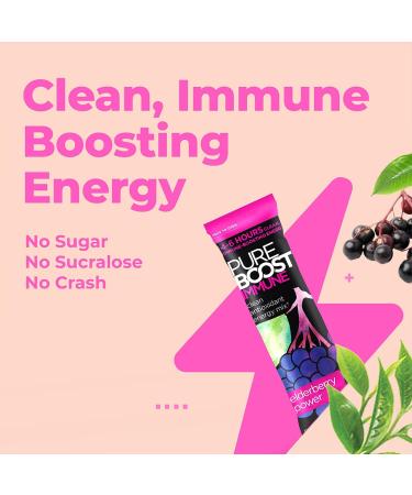 Pureboost Immune Clean Energy Drink Mix with Elderberry 1200mg Vitamin C & Zinc - 30 Count - Buy Online on GoSupps.com