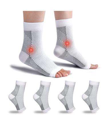 4 pairs of ankle bandage orthopedic compression socks women men for plantar fasciitis socks arthritis joint pain heel spur neuropathy foot bandages ankle 38-42 white