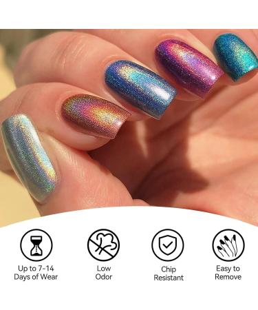 Magic Chameleon Laser Nail Varnish - Dark green Holographic Glitter Quick Dry Nail Polish - Sparkle Shimmer High Shine Finish Glossy Nail Varnish Manicure Salon DIY at Home - Buy Online on GoSupps.com