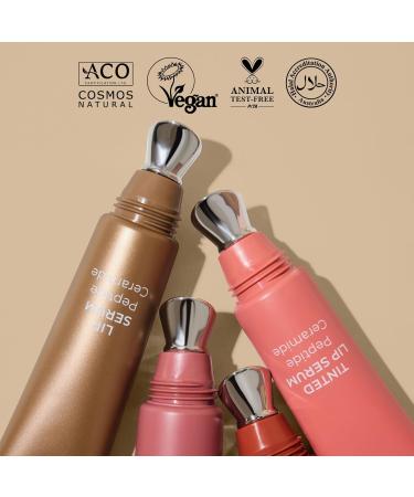 INIKA Organic Tinted Lip Serum | Ceramide + Peptide Infused Sheer Wash of Color Plumps Softens Smooths Hydrates + Repairs. Natural & Vegan (Peony) - Buy Online on GoSupps.com