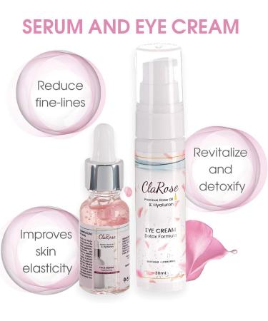 ClaRose Anti-Ageing Gift Bag for Her with Face Serum Eye Cream Face Cleaning Gel and Face Mask with 100% Natural Rose Oil and Hyaluronic Acid ANTI-AGING SET - Buy Online on GoSupps.com