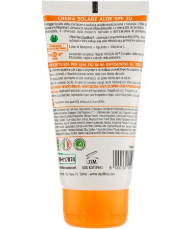  Equilibra Aloe Sun Cream SPF20 protection Medium Travel Size 75ml - Buy Online on GoSupps.com