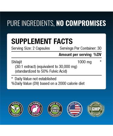 Approved Science Himalayan Shilajit - 50% Fulvic Acid - 30:1 Extract (Equivalent to 30 000mg) - 180 Vegan Capsules - High-Potency Supplement 60 Count (Pack of 3) - Buy Online on GoSupps.com