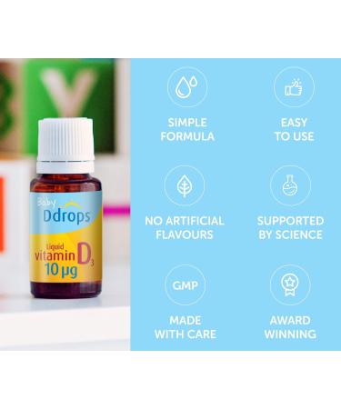 Baby Ddrops 10g 60 Drops | Daily Vitamin D3 Supplement for Infants & Children | Supports Teeth & Bone Health | Non-GMO & Allergy-Friendly - Buy Online on GoSupps.com