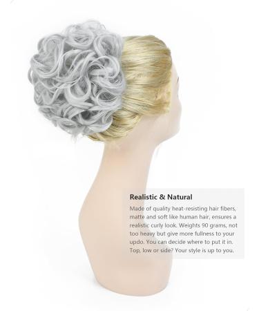 Silver Grey Yamel Chignon Hairpiece: Curly Bun Scrunchie Extensions for Women - Buy Online on GoSupps.com