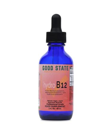 Good State | Liquid Hydro B12 | 2oz | 3 000 mcg per 1 mL | 60 Servings | from Methylcobalamin Adenosylcobalamin and Hydroxocobalamin | Vegan Friendly