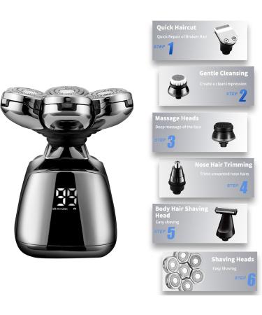 Best Head Shavers for Bald Men | 360 Rotary 7D Electric Shavers | Cordless Grooming Kit with 6 Accessories - Wet/Dry IPX6 | USB Rechargeable - Buy Online on GoSupps.com