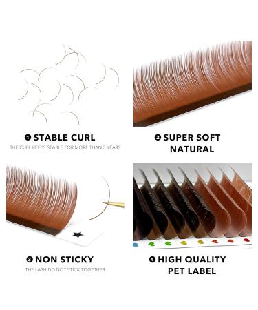 Buy Colored Cashmere Lash Extensions - 16 Rows 0.07 C Curl 15mm Classic - Professional Quality (Brown Gradient - Buy Online on GoSupps.com