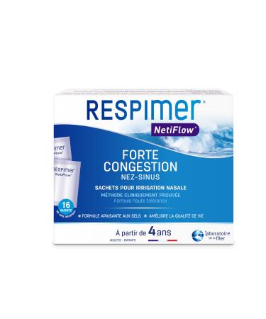 RESPIMER NetiFlow - 16 Sachets of Nasal Salt - Nasal Irrigation - Salt for Nose Washing/Nasal Rinsing - Patented Formula - Ma
