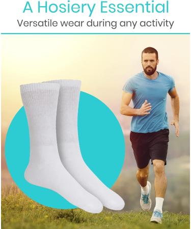 Vive Diabetic Crew Socks (6 Pairs) - Non-Binding Cushion Ankle Pack - White, Sizes Small (Up to Men 9, Women 11) - Diabetes Foot Care - Buy Online on GoSupps.com
