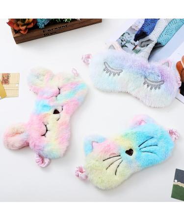 3-Piece Plush Animal Eye Cover Set - Bunny, Cat, and Unicorn | Soft Eye Blindfold for Kids and Adults | Perfect for Travel and Home Use - Buy Online on GoSupps.com