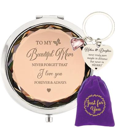 To My Mom Gift from Daughter  I Love You Mom Mirror Compact  Mother Keychain from Daughter  Mother and Daughter Never Truly Apart  Mother Gift from Daughter  Gifts for Mom Birthday Christmas