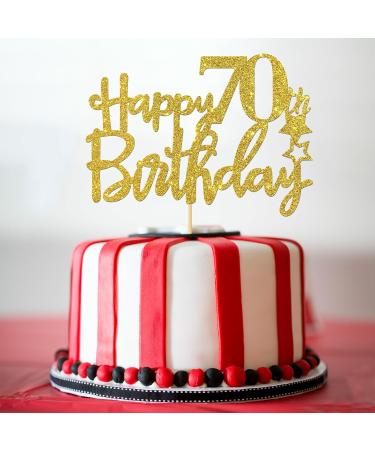 Gold Glitter Happy 70th Birthday Cake Topper Hello 70 Cheers to 70 Years 70 & Fabulous Party Decoration - Buy Online on GoSupps.com