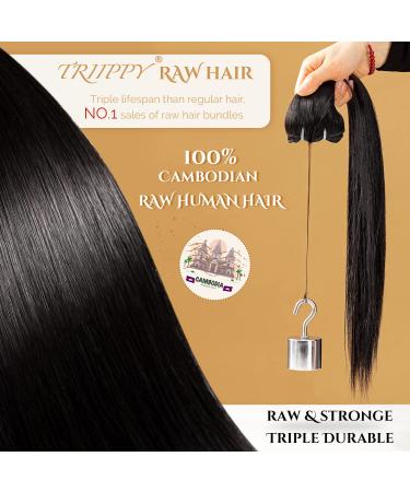 TRIIPPY Premium Cambodian Raw Hair Bundles 16 18 20 Inch - Triple Lifespan, Silky Bone Straight, No.1 Bestseller - Buy Online on GoSupps.com
