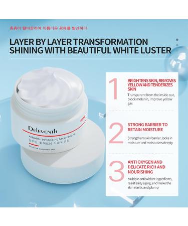 DEleventh Korean Brand -Arbutin Revitalizing Face Cream 30g / with Vitamin C and Sodium Hyaluronate for a Brighter Even-Toned Complexion and Deep Hydration - Buy Online on GoSupps.com