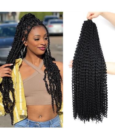 Passion Twist Hair 24 Inch Water Wave Crochet Hair for Black Women 8 Packs Passion Twist Crochet Hair For Passion Twists Faux Locs Long Freetress Water Wave Braiding Hair Extensions (24 Inch 1B) 24 Inch (Pack of 8) 1B