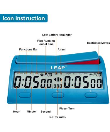 LEAP Advanced Digital Chess Timer with 7 Timing Modes - Blue - Buy Online on GoSupps.com