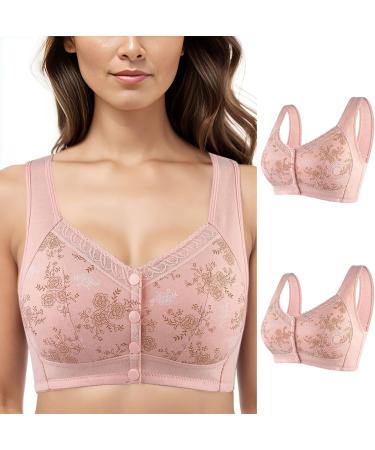 Shop Women's Large Size Yoga Bustier - Comfortable Front Open Button Lace Top in Rose Gold | No Steel Ring Design - Buy Online on GoSupps.com