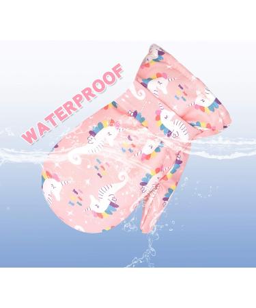Baby Toddler Waterproof Fleece-Lined Mittens | Pink Seahorse Design | Ages 3M-5T - Buy Online on GoSupps.com