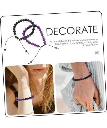 SHERCHPRY 2Pcs Stone Bracelet wealth bracelet bead bracelet ethnic bracelet braided couples bracelets fortune bracelet feng wear-resistant stone rock and roll frosted stone lovers - Buy Online on GoSupps.com
