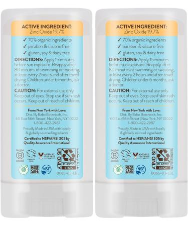 Babo Botanicals Baby Face Mineral Sunscreen Stick SPF 50 - Fragrance-Free Unscented 2 Count | International Shipping Available - Buy Online on GoSupps.com