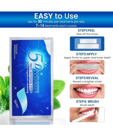  Vinmall 14 strips 28 pieces teeth whitening 5D white professional teeth whitening white teeth strips help eliminate / smoking / coffee / soda / stained wine mint flavor - Buy Online on GoSupps.com