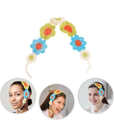 VALICLUD Flower Crochet Headband Boho Knitted Bandana Hair Wrap Farmhouse Vintage Flower Hair Accessory for Women Girls - Buy Online on GoSupps.com