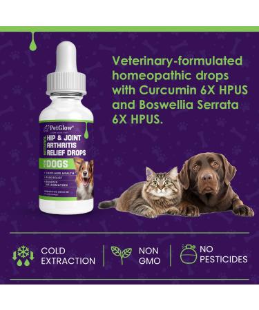 Petglow Natural Hip & Joint Arthritis Relief Drops with Curcumin & Boswellia Homeopathic Anti-Inflammatory Formula for Dogs Cats & Horses Supports Flexibility Comfort & Mobility Naturally - Buy Online on GoSupps.com