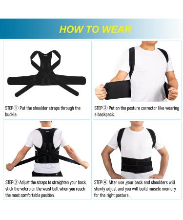 KLEUET Full Back Brace and Posture Corrector for Men and Women - Adjustable and Breathable for Improved Posture and Pain Relief - Size M(30-35) - Buy Online on GoSupps.com