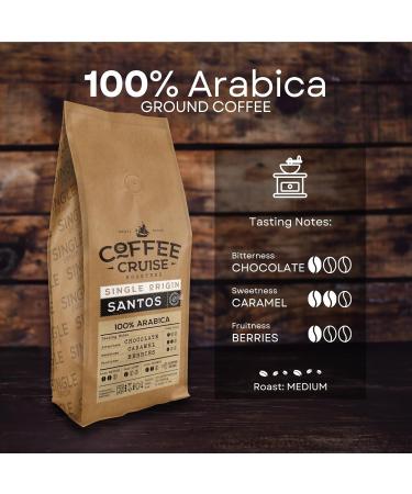 COFFEE CRUISE Santos Coffee Beans 1 kg - Medium Roast - Aromatic Caramels - For all Coffee Machines - 100% Arabica - Buy Online on GoSupps.com