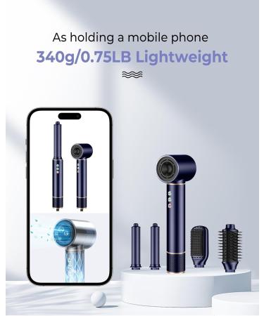 Atopskins Air Styler 5in1 hair styler with 320 million ionic hair styler 110000 rpm hairdryer 20 ms air flow hair dryer brush auto curling iron straightening brush 340 g light quiet fast drying - Buy Online on GoSupps.com