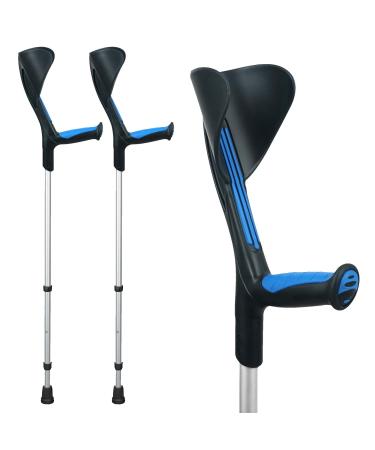 ORTONYX Forearm Crutches 1 Pair - Ergonomic Handle with Comfy Grip - High Density Sturdy Aluminum - 308lb Max / 200913 1 Pair (Pack of 1) Blue