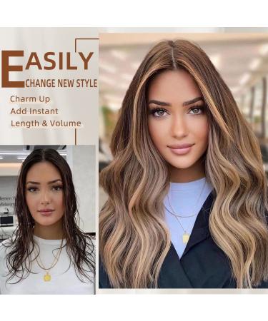 Fliace Clip in Hair Extensions 20 6pcs Dark Brown Balayage Highlights - Natural Blend Hairpieces - Buy Online on GoSupps.com