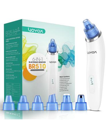 VOYOR Blackhead Remover Pore Vacuum - Blackheads Remover Tools Electric Face Vacuum Pore Cleaner Acne Whiteheads Extractor with 6 Suction Heads and 5 Suction Levels for Men and Women BR510