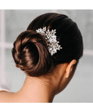 Opal Crystal Bridal Hair Comb - Retro Wedding Hair Accessories for Brides & Bridesmaids (Silver) - Buy Online on GoSupps.com