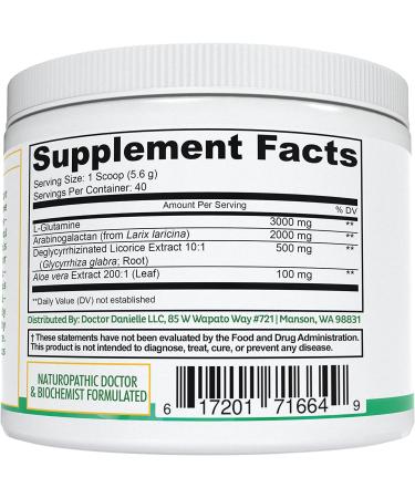 Gut Assist Powder - Gut Repair Supplement with Glutamine, Arabinogalactan, Licorice Root - Supports IBS, Heartburn, Bloating, Gas, Constipation, SIBO - Doctor Danielle Gut Assist Drink Mix - Buy Online on GoSupps.com