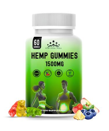 Hemp Gummies 1500mg | High Strength | Delicious Natural Fruit Flavour | Relaxation & Improve Sleep | Vegan & GMO-Free - 60 Gummies